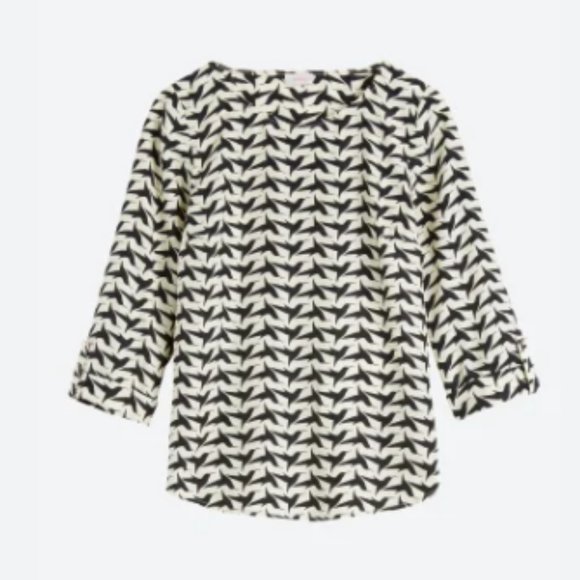 Pixley Bixby Bird Print Tab Sleeve Blouse - Picture 2 of 2